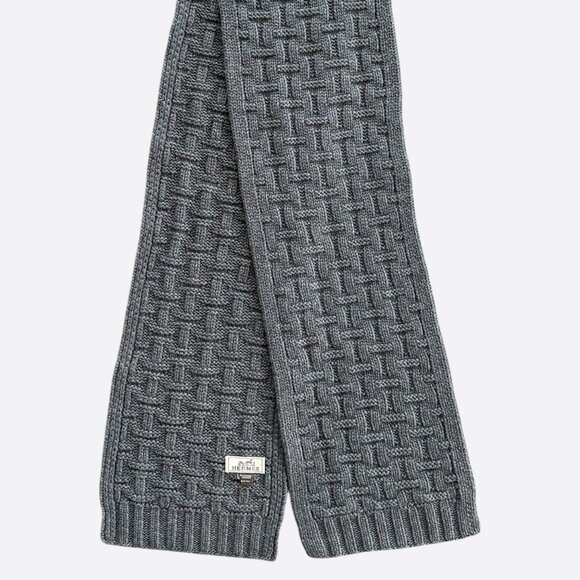 Hermes Grey H Logo Cashmere Scarf - Picture 1 of 2